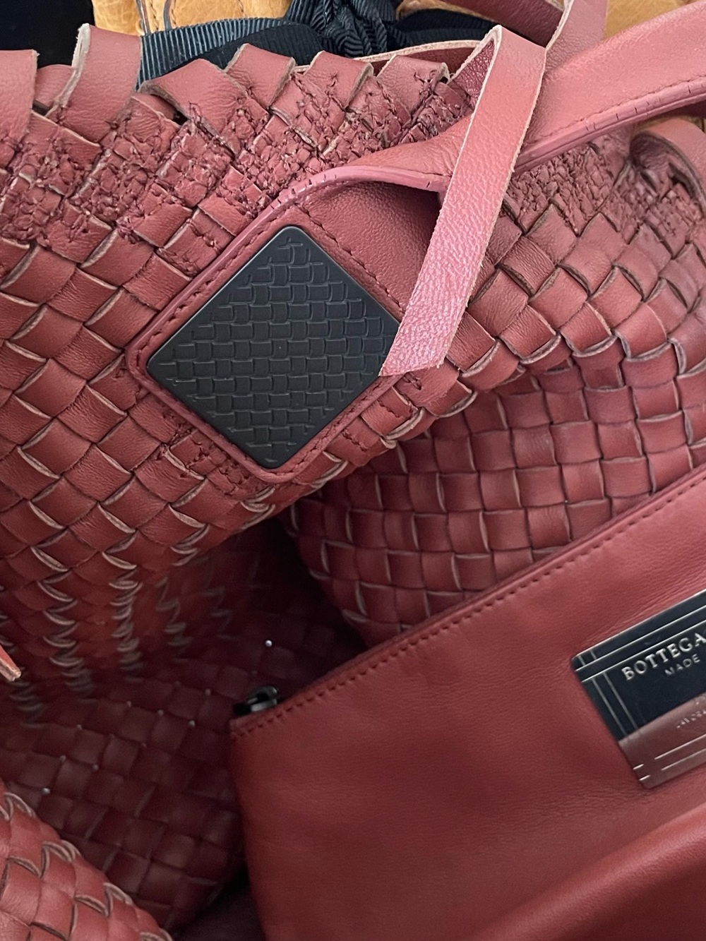 Bottega Veneta Woven Fringe Tote in muted Rose color - Picture 13 of 15